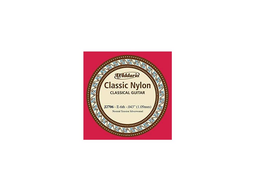 Corda singola per chitarra classica (MI basso - E) D'Addario 043 - Normal Tension
