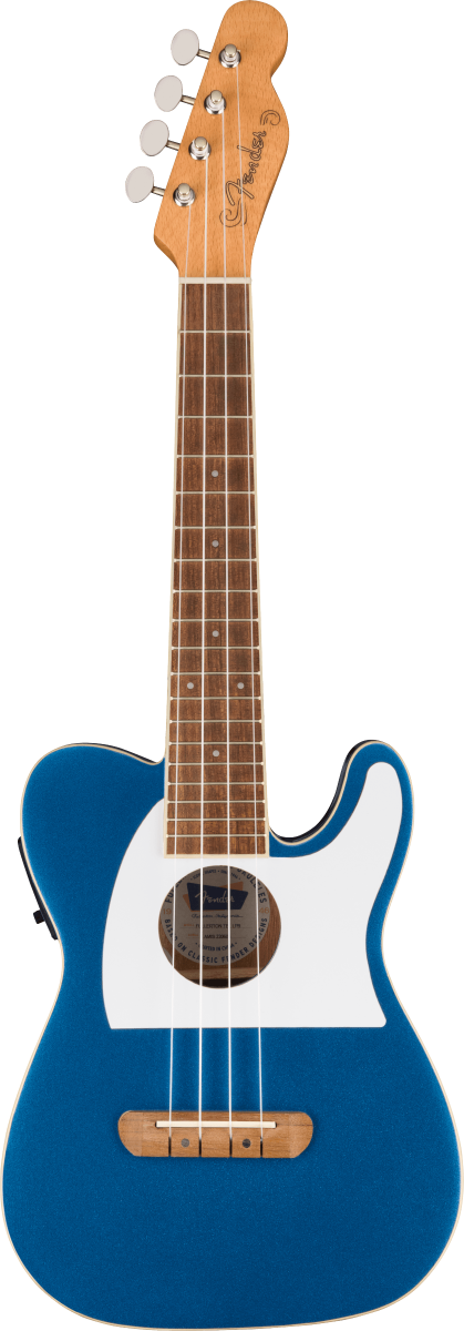 Fender Fullerton Tele Lake Placid Blue Ukulele concerto Telecaster elettrificato