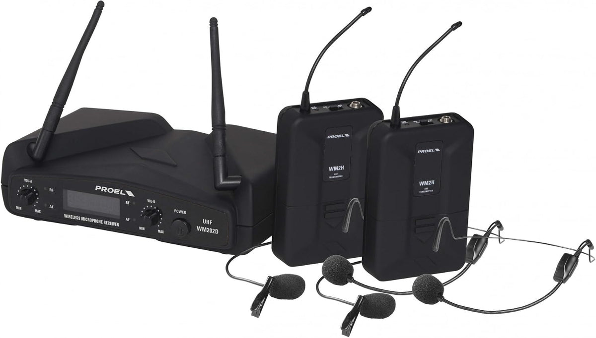 USATO EIKON Wm202dh UHF DUAL Coppia Radiomicrofoni Wireless ad archetto