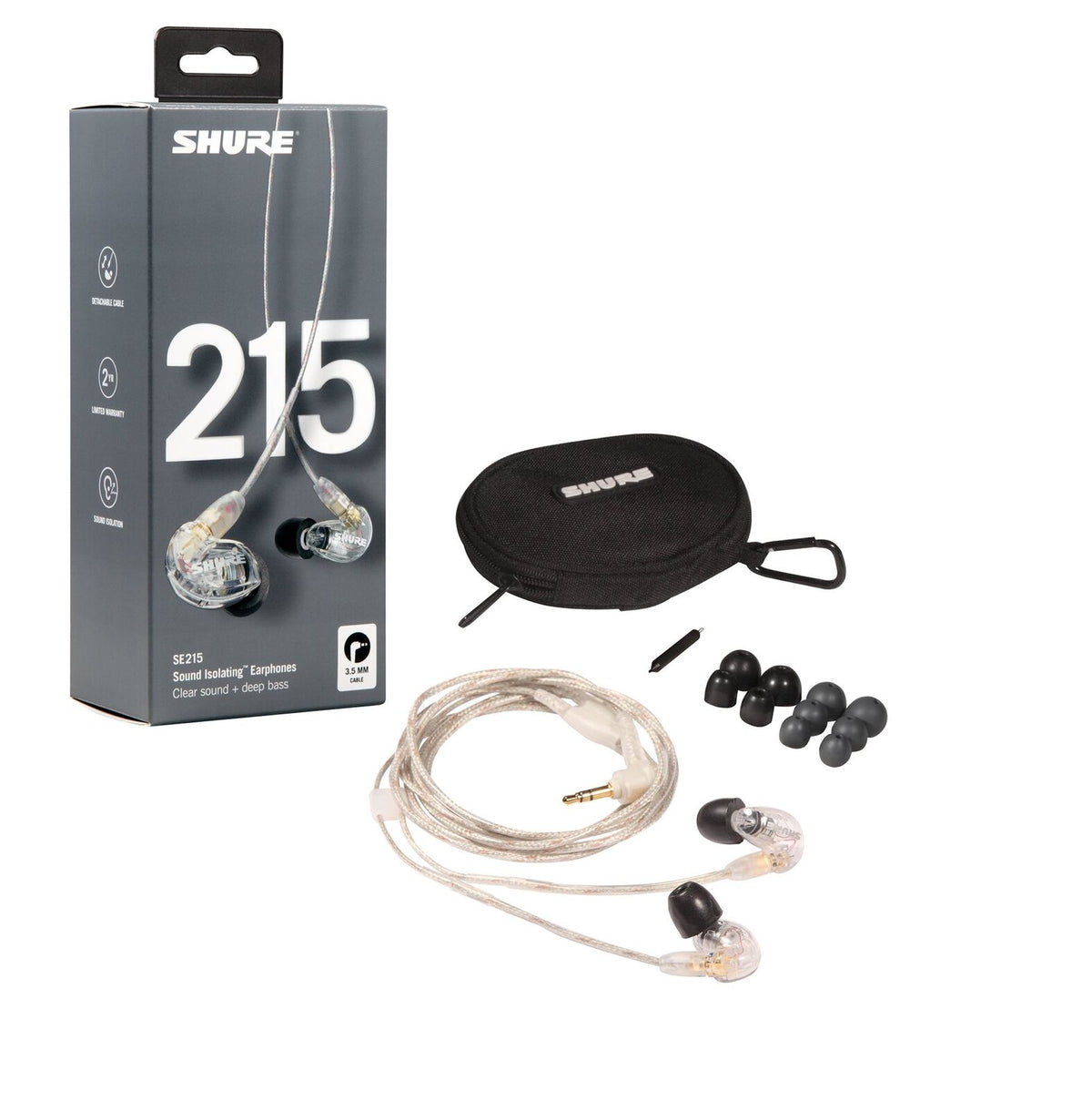 USATO Shure SE215 CLE Auricolari ad isolamento sonoro trasparenti