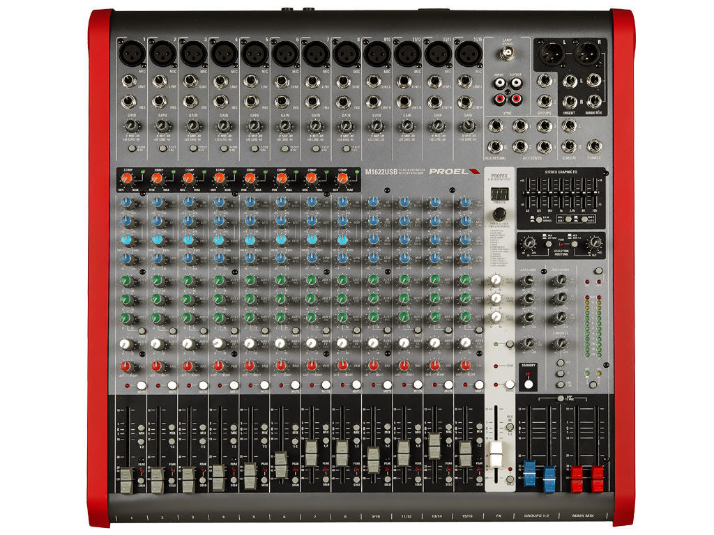 Proel M1622USB Mixer 16 canali usb con effetti e borsa
