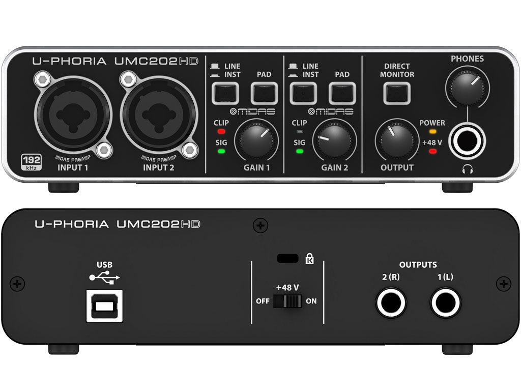 BEHRINGER UMC202HD Interfaccia audio usb con preamp midas e phantom