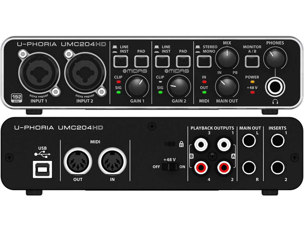 BEHRINGER UMC204HD interfaccia audio Midi Usb e Phantom