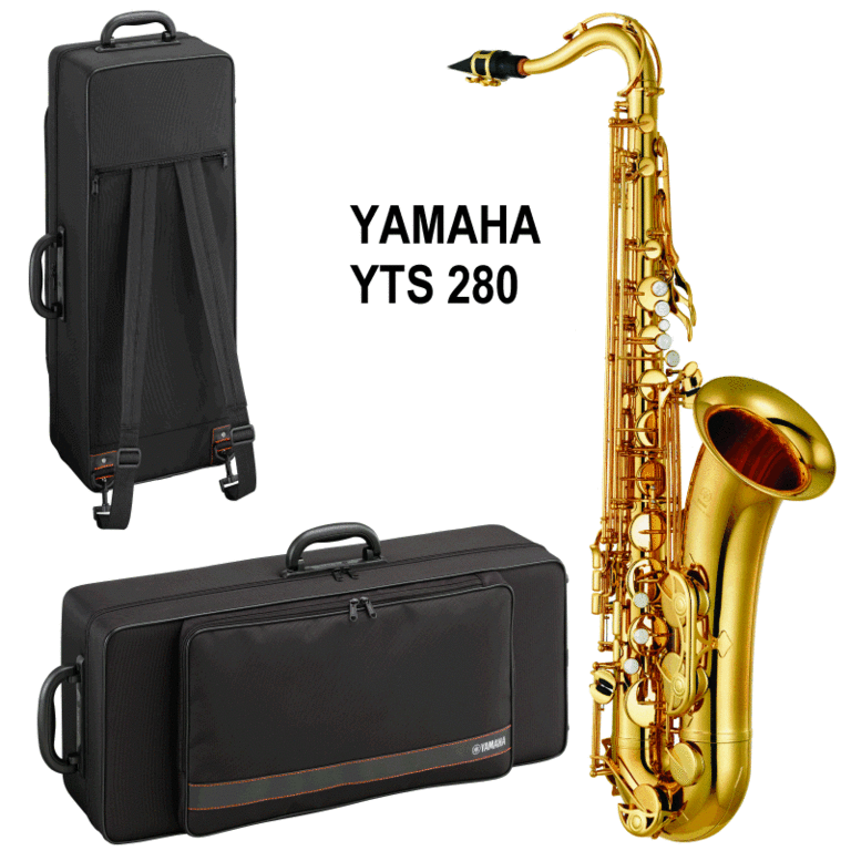 Saxofono tenore Yamaha YTS-280 in Sib, finitura oro, strumento ideale per principianti, con design ergonomico e suono eccellente