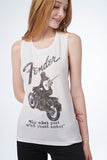Fender Jaguar Women's Sleeveless T-Shirt White L Canotta bianca