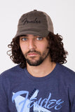 Fender Embroidered Logo Soft Mesh Snap Back Hat Olive/Khaki Cappello verde