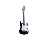 Chitarra elettrica 3/4 nera Eko ST-100, corpo in pioppo, manico in acero, 21 tasti, tre pickup single coil, ideale per principianti
