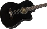Fender CN140SCE Nylon Thinline Black Chitarra classica elettrificata con borsa rigida