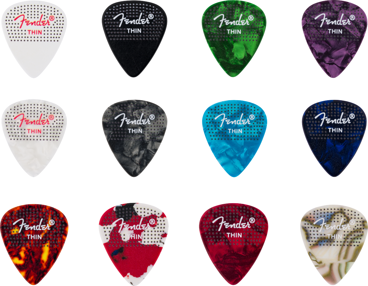 FENDER Plettri Puntinati 351 in Celluloide - Pack da 12 Thin