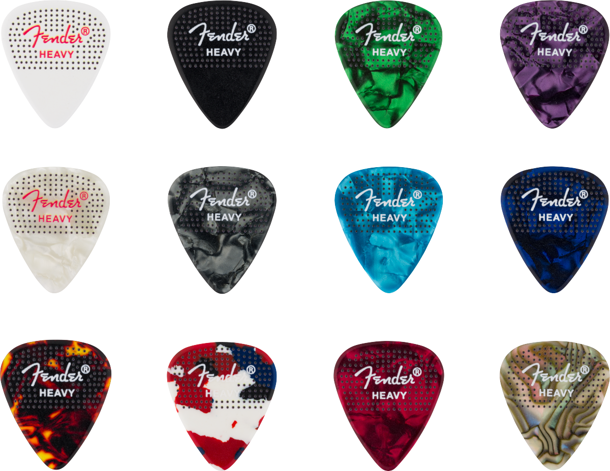 FENDER Plettri Puntinati 351 in Celluloide - Pack da 12 Heavy