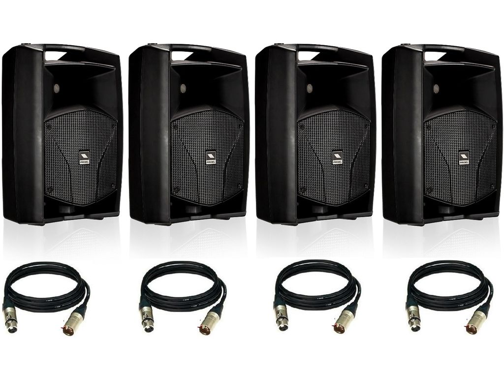 Impianto audio 2400W 4 Casse attive Proel V10A + cavi omaggio