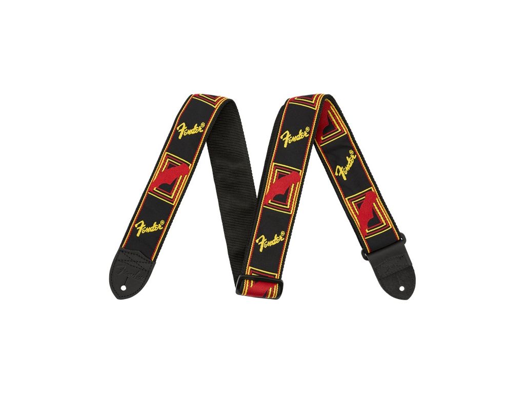 Fender Monogrammed Strap Black/Yellow/Red Tracolla per chitarra