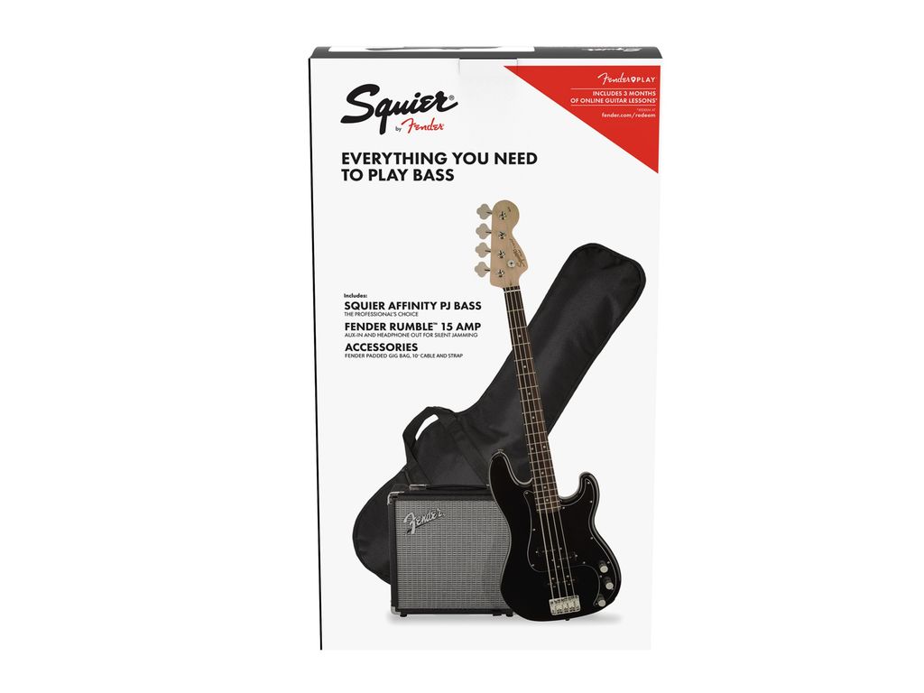 Fender Squier Affinity Precision Bass PJ Pack Black Kit Basso elettrico con amplificatore e accessori