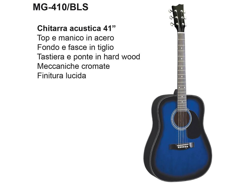 DAM MG410 Blue Sunburst Chitarra acustica blu