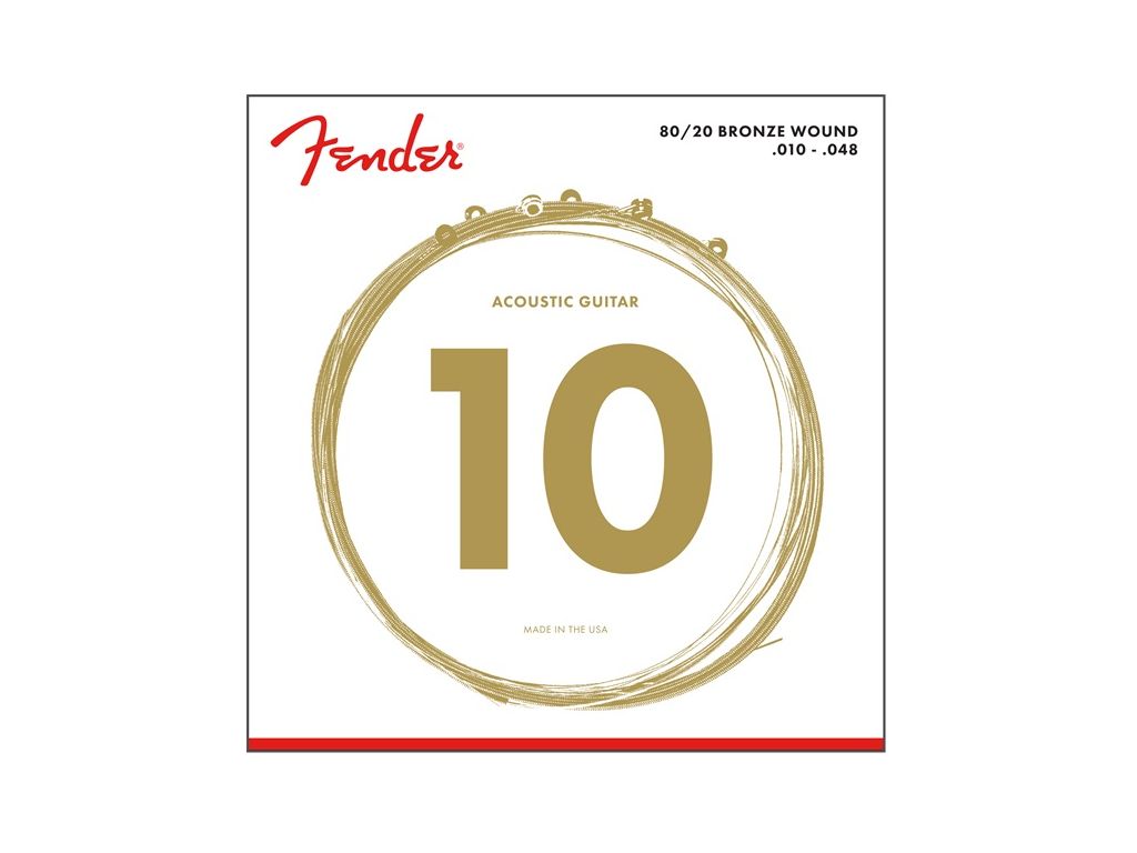 Fender 70XL 80/20 Bronze Muta di corde per chitarra acustica Extra Light 010-048