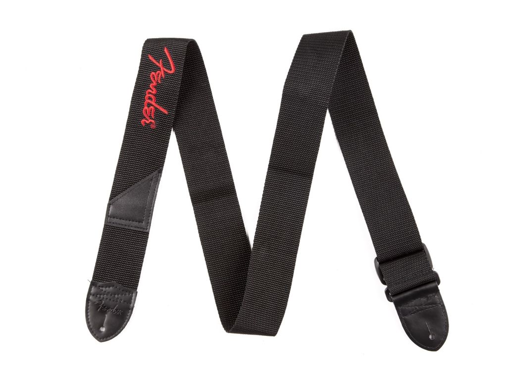 Fender Black Polyester Logo Strap Red Tracolla per chitarra