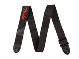 Fender Black Polyester Logo Strap Red Tracolla per chitarra