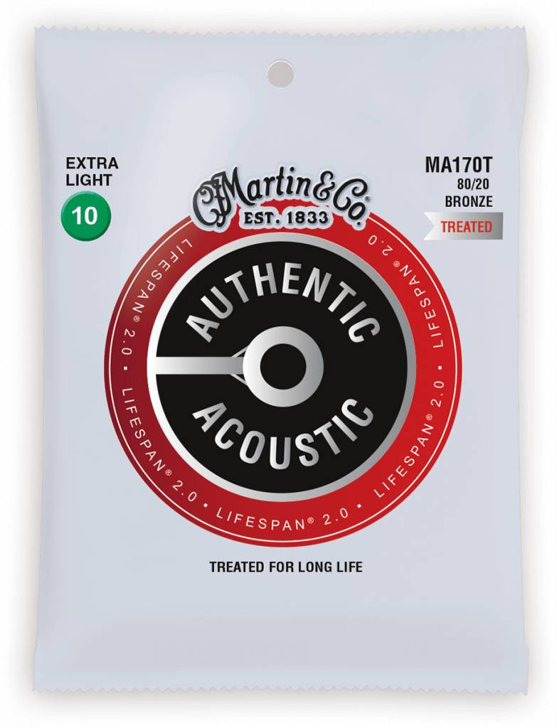 MARTIN MA170T Authentic LifeSpan 2.0 Bronze Treated Muta di corde per chitarra acustica Extra Light 010-047