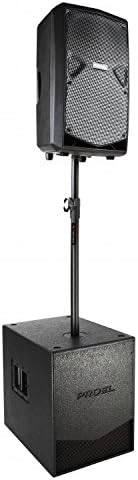 Supporto subwoofer in acciaio, altezza minima 82 cm e massima 132 cm, colore nero, capacità di carico 50 kg