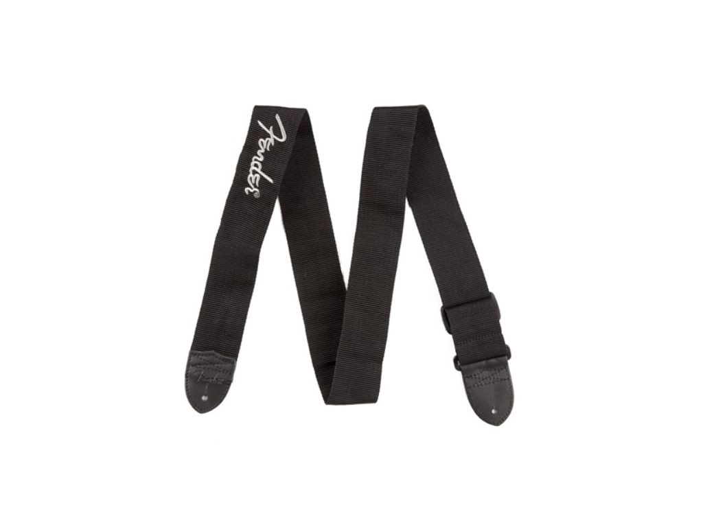 Fender Black Polyester Logo Strap Grey Tracolla per chitarra