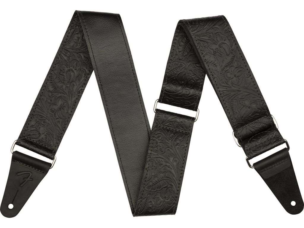 Fender Tooled Leather Strap Black Tracolla per chitarra