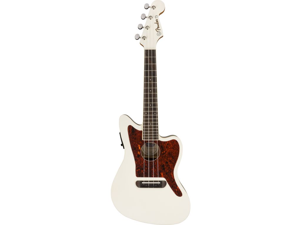 Fender Fullerton Jazzmaster Uke Olympic White Ukulele concerto elettrificato
