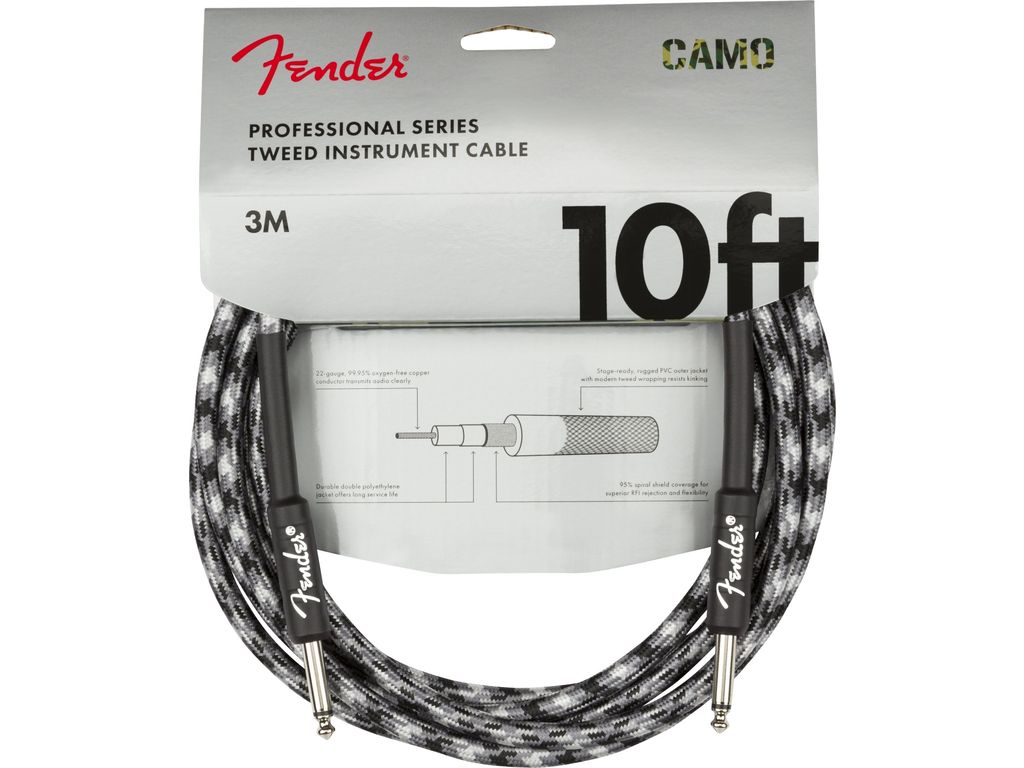 Fender Professional Series Instrument Cable Winter Camo Cavo per strumenti Jack - Jack 3 mt.