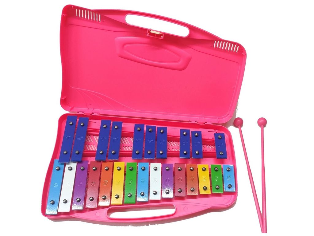 Alysee MT25 Rosa Metallofono 25 Piastre colorate Astuccio e mallets inclusi