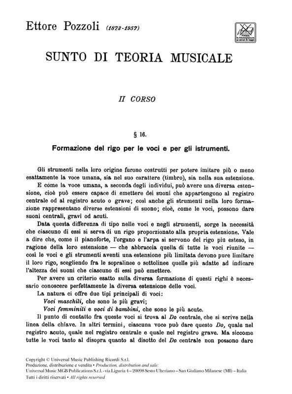 POZZOLI sunto di teoria musicale 2 corso