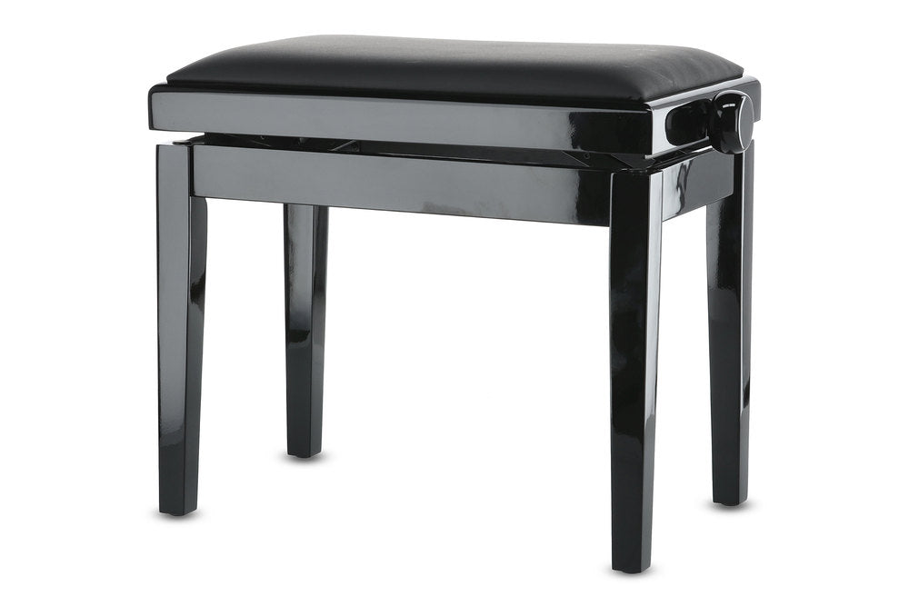 GEWA Deluxe Vinyl Panca per Pianoforte Regolabile Nero Lucido