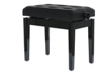 GEWA Deluxe Leather Panca per Pianoforte Regolabile Nero Lucido