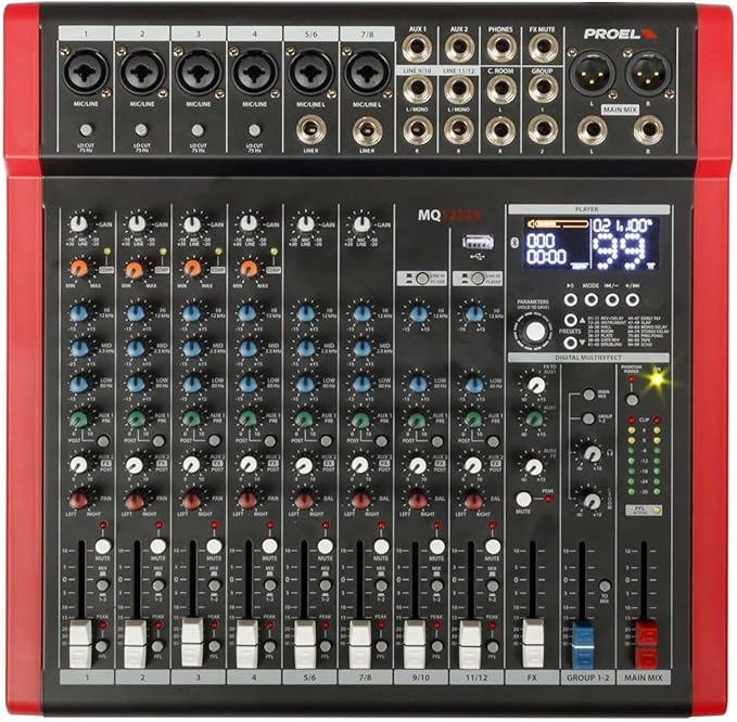 PROEL MQ1222X Mixer 12 Canali con Effetti, USB e Bluetooth