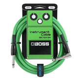 Cavo jack angolato BOSS da 3 metri, colore verde, per chitarra e basso, con connettori di alta qualità e design accattivante