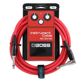 Cavo jack angolato BOSS da 3 metri, colore rosso, per chitarra e basso, con connettori di alta qualità e design accattivante