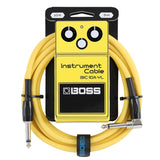 Cavo jack angolato BOSS da 3 metri, colore giallo, per chitarra e basso, con connettori di alta qualità e design accattivante
