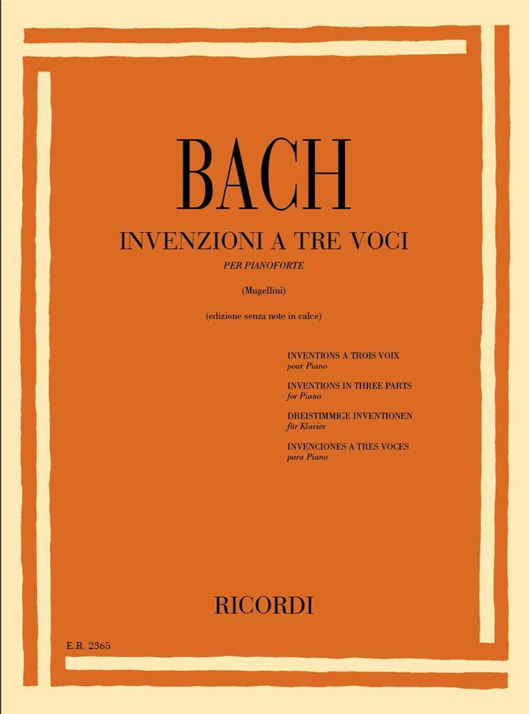 Bach - Invenzioni A 3 Voci - Edizione Senza Note In Calce - Per Pianoforte