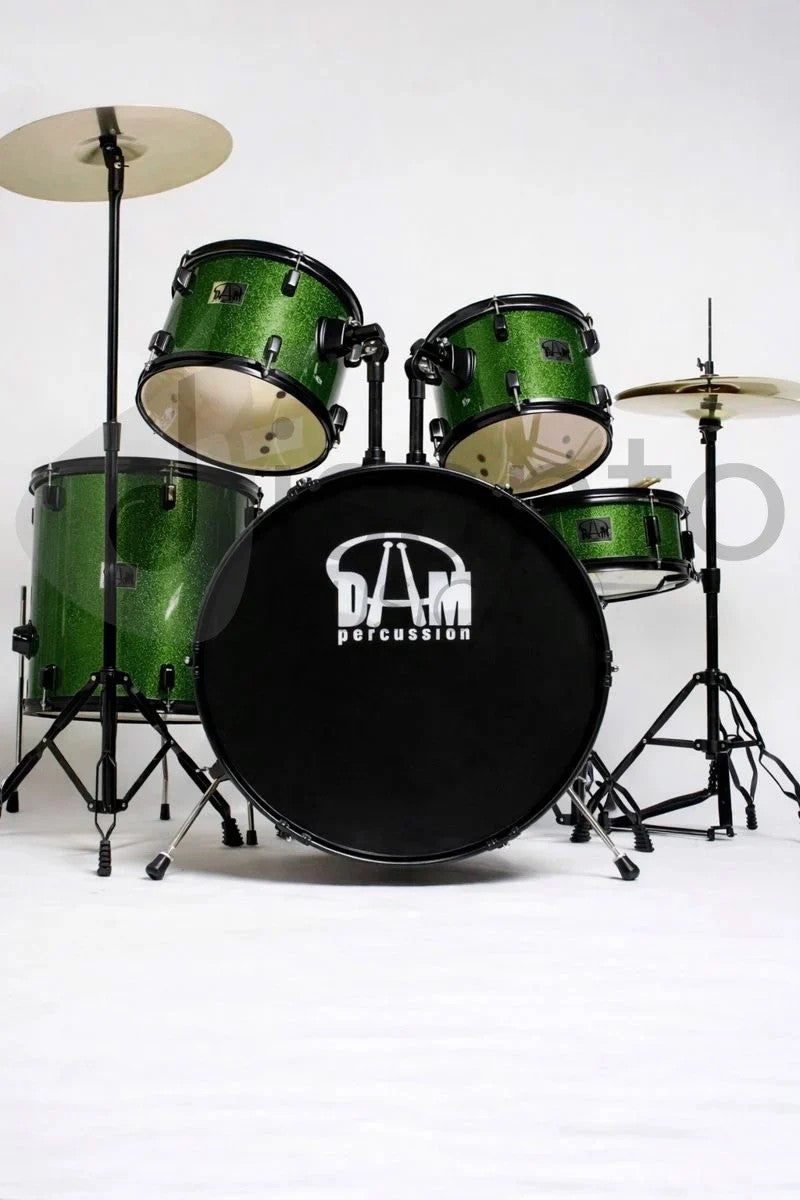DAM DPB522GR Batteria Acustica Professionale Cassa 22" - Hardware e piatti inclusi - Sparkle Green