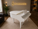 Mobile Pianoforte a Coda 120cm Bianco in Legno – Artigianale e Personalizzabile