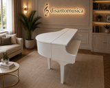 Mobile Pianoforte a Coda 90cm Bianco in Legno – Artigianale e Personalizzabile