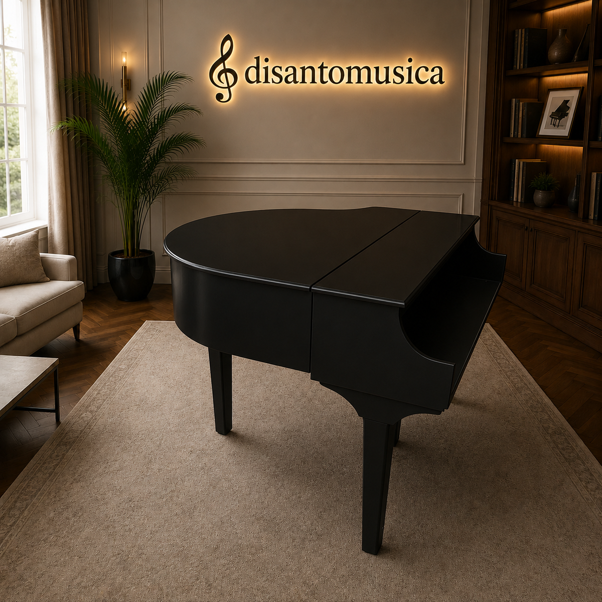 Mobile Pianoforte a Coda 120cm Nero in Legno – Artigianale e Personalizzabile