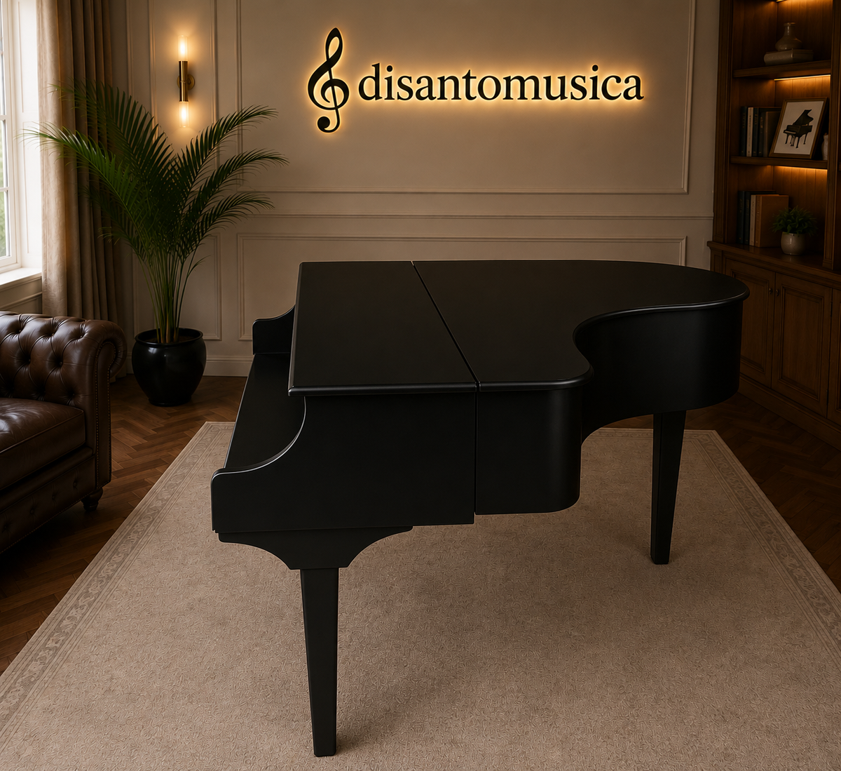 Mobile Pianoforte a Coda 160cm Nero in Legno – Artigianale e Personalizzabile