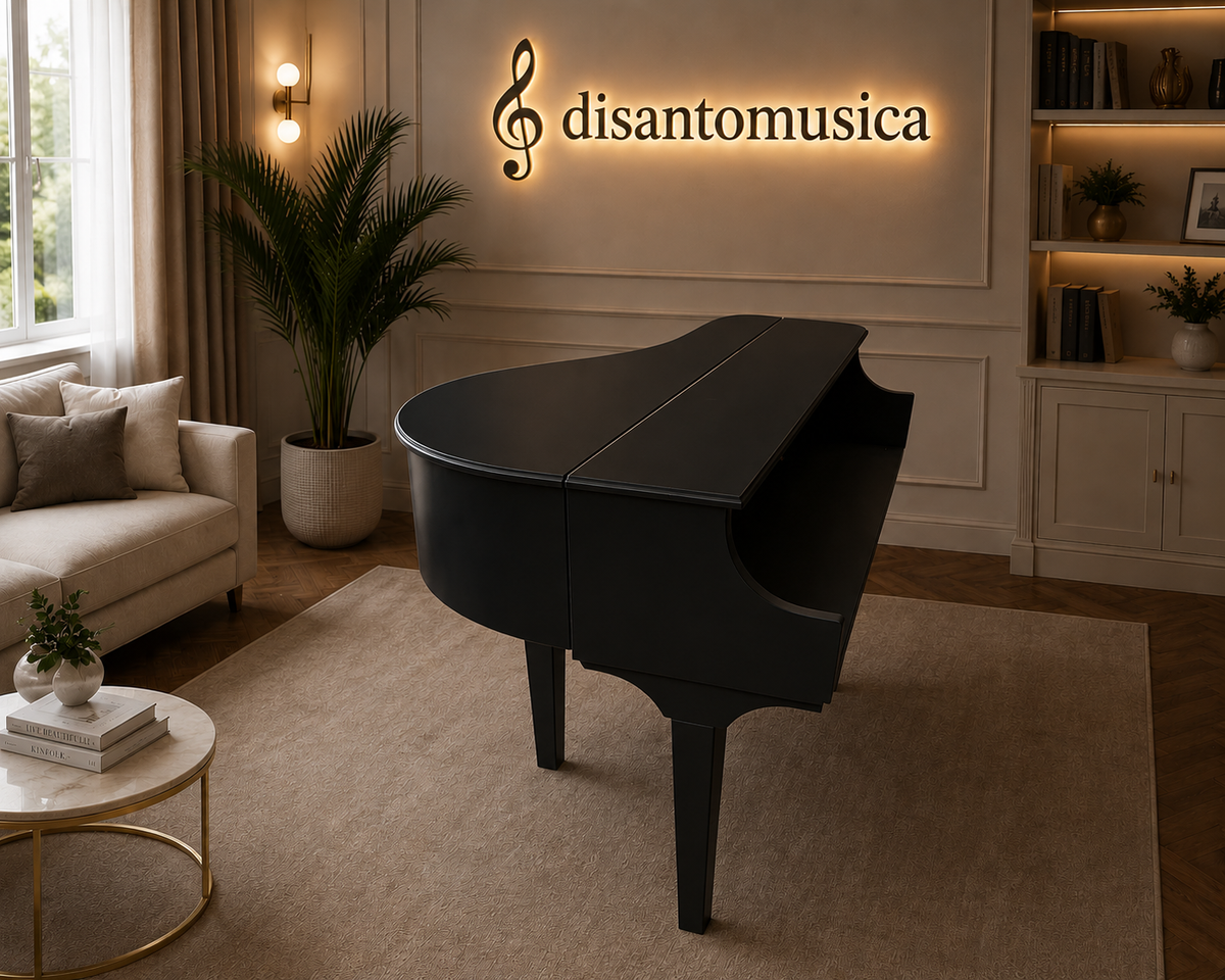 Mobile Pianoforte a Coda 90cm Nero in Legno – Artigianale e Personalizzabile