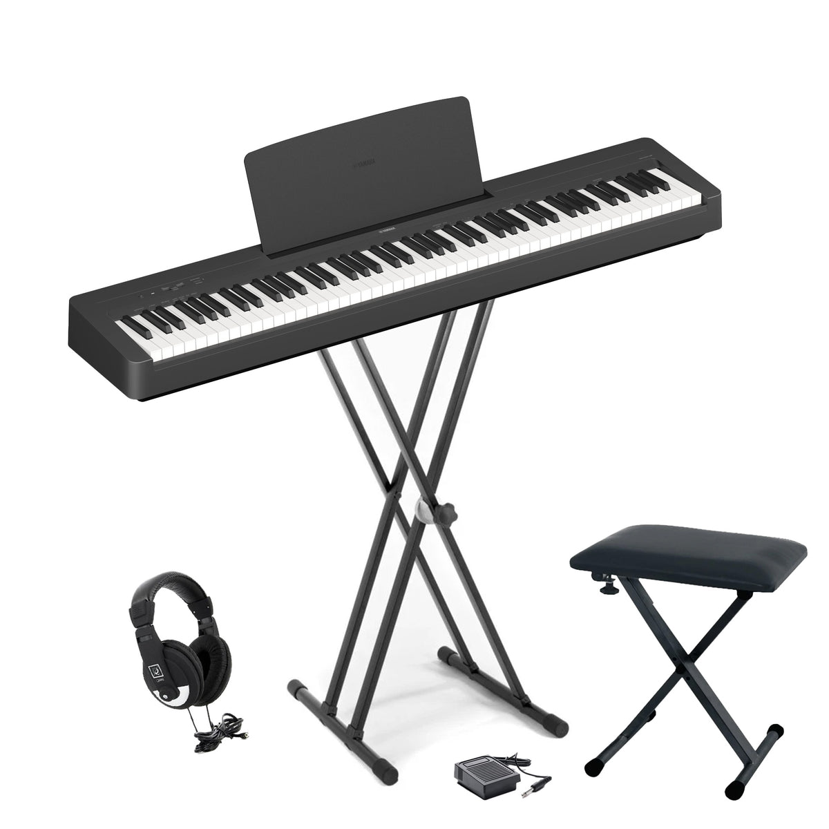 YAMAHA P-145BT Pianoforte Digitale 88 tasti | Set con Supporto, Panca e cuffie