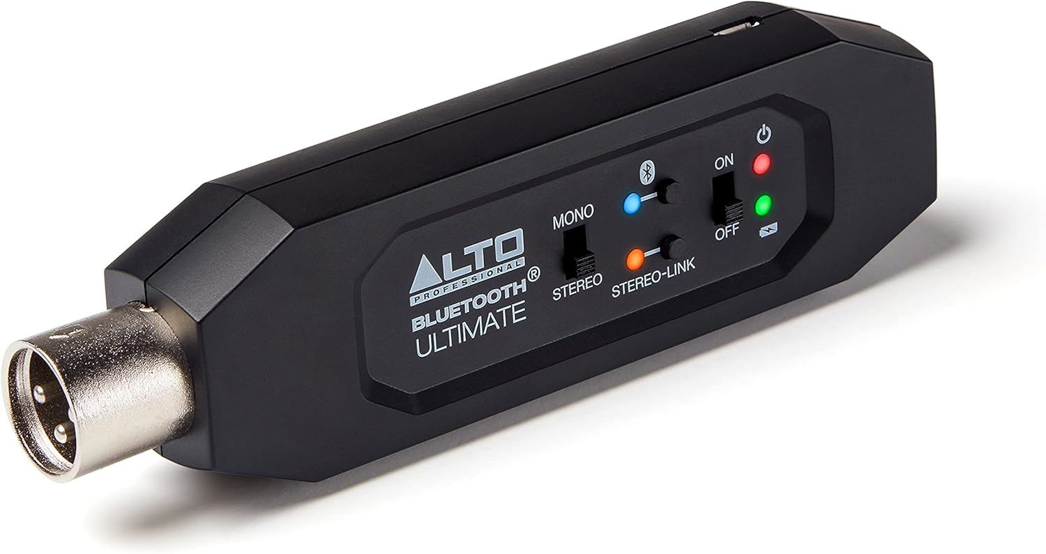 Alto Ricevitore Bluetooth stereo ricaricabile con 2 uscite XLR, compatibile con dispositivi audio Bluetooth, autonomia 6 ore
