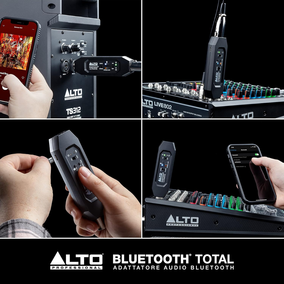 Ricevitore Bluetooth Stereo, 2 uscite XLR-M, autonomia di 6 ore, raggio d'azione di 30m, supporta audio da computer, smartphone
