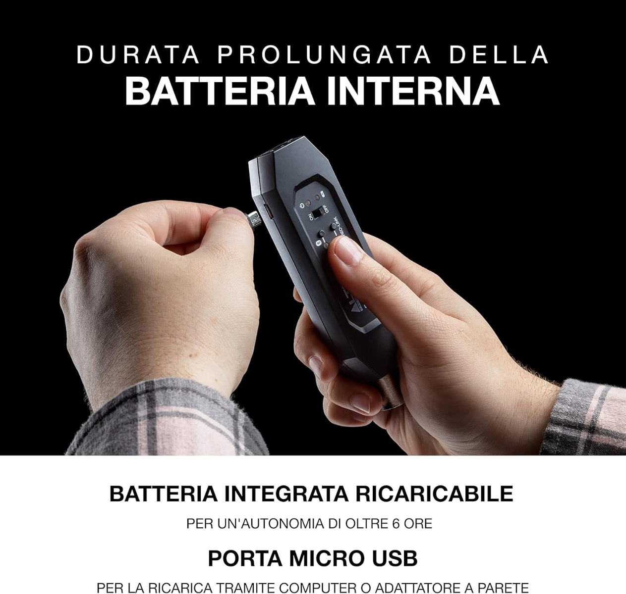 Sistema Bluetooth Stereo con 2 uscite XLR-M, autonomia di 6 ore, raggio d'azione di 30m, supporta audio da vari dispositivi