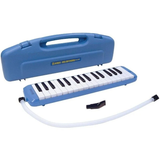 Melodica didattica azzurra con 32 tasti, tonalità FA, astuccio resistente e accessori, perfetta per l'insegnamento musicale