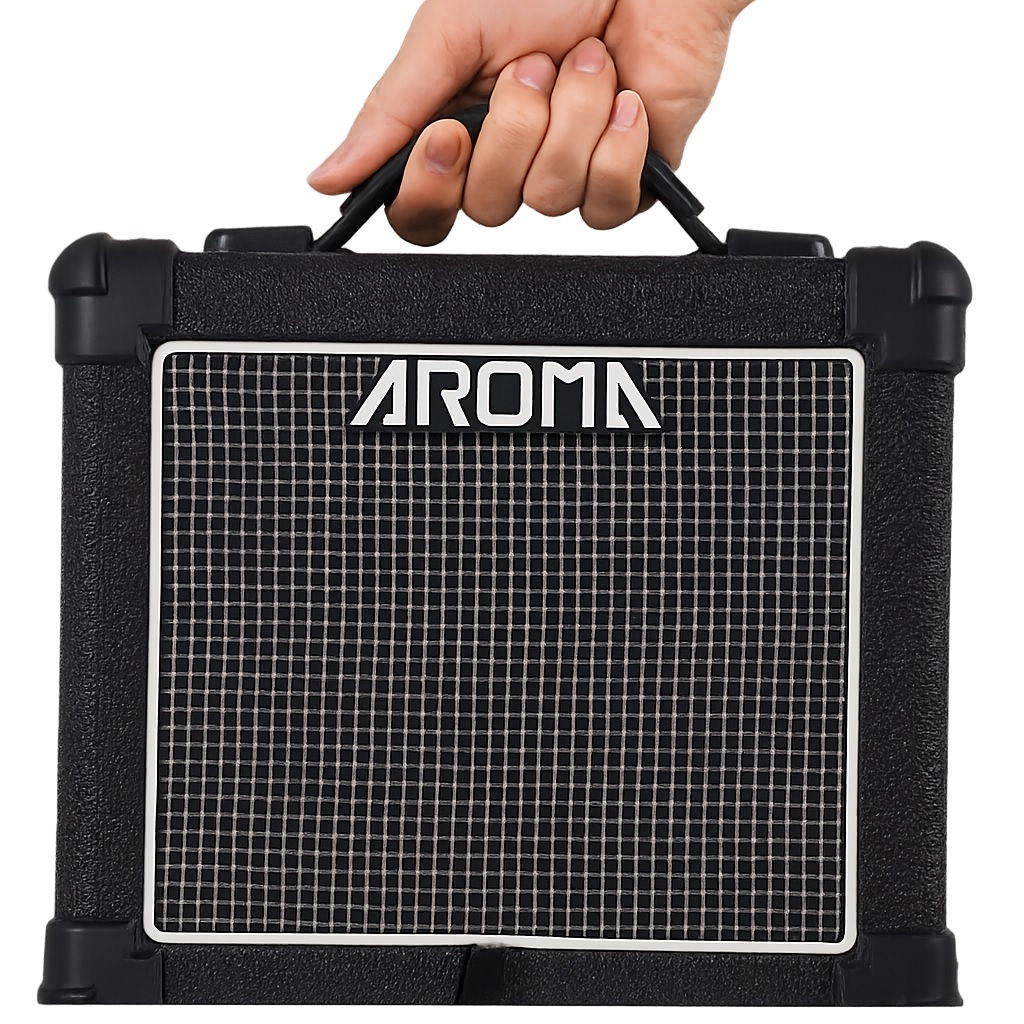 Mini amplificatore trasportabile Amplificatore per chitarra elettrica Aroma AG10S, 10W, Bluetooth, leggero e compatto, perfetto per allenamenti a casa
