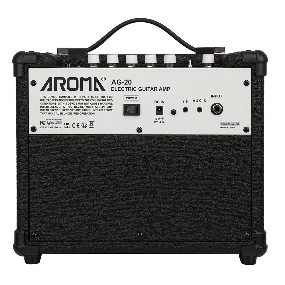 Amplificatore elettrico 20W con Bluetooth, altoparlante da 6,5", manopole per toni OVERDRIVE e CLEAN, jack per cuffie