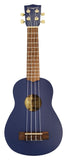 Ukulele soprano Camwood UK-21 blu, strumento compatto in legno, ideale per principianti, con suono caldo e finitura artigianale